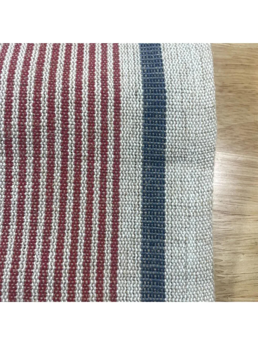 World Market Jute Striped Table Runner 16x90 Rectangle Theme Red Blue Tan